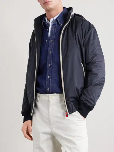 Kiton Suede-Trimmed Shell Hooded Jacket - Men | Thumbnail 3 Kiton Suede-Trimmed Shell Hooded Jacket - Men | Thumbnail 3