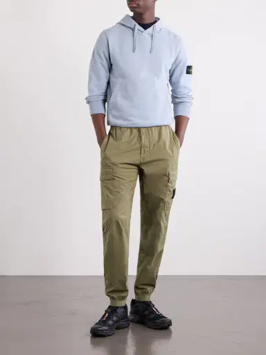 Stone Island Logo-Appliquéd Garment-Dyed Cotton-Fleece Hoodie - Men | Thumbnail 2 Stone Island Logo-Appliquéd Garment-Dyed Cotton-Fleece Hoodie - Men | Thumbnail 2