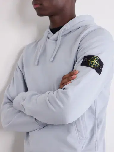 Stone Island Logo-Appliquéd Garment-Dyed Cotton-Fleece Hoodie - Men | Thumbnail 5 Stone Island Logo-Appliquéd Garment-Dyed Cotton-Fleece Hoodie - Men | Thumbnail 5