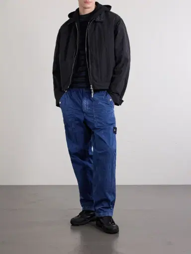 Stone Island STONE ISLAND DENIM Straight-Leg Logo-Appliquéd Crinkled-Shell Trousers - Men | Thumbnail 2 Stone Island STONE ISLAND DENIM Straight-Leg Logo-Appliquéd Crinkled-Shell Trousers - Men | Thumbnail 2