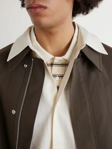 Studio Nicholson View Striped Silk and Cotton-Blend Shirt - Men | Thumbnail 5