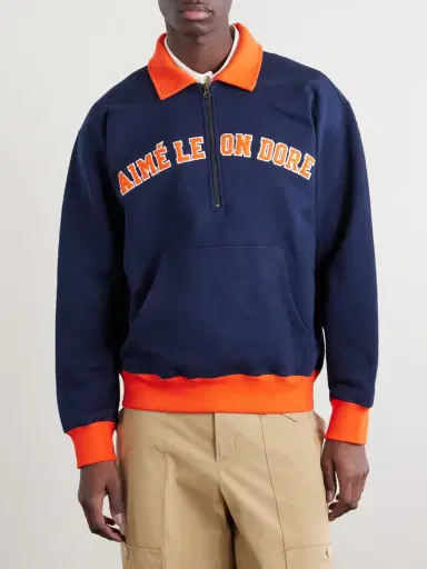 Aimé Leon Dore Logo-Embroidered Cotton-Jersey Half-Zip Sweatshirt - Men | Thumbnail 3 Aimé Leon Dore Logo-Embroidered Cotton-Jersey Half-Zip Sweatshirt - Men | Thumbnail 3