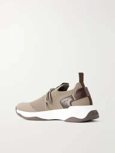 Berluti Shadow Leather-Trimmed Stretch-Knit Sneakers - Men | Thumbnail 4 Berluti Shadow Leather-Trimmed Stretch-Knit Sneakers - Men | Thumbnail 4