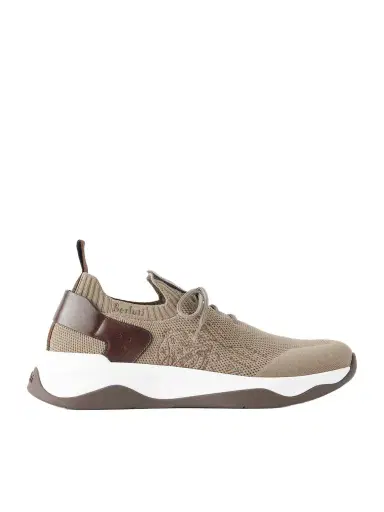 Berluti Shadow Leather-Trimmed Stretch-Knit Sneakers - Men | Thumbnail 1 Berluti Shadow Leather-Trimmed Stretch-Knit Sneakers - Men | Thumbnail 1