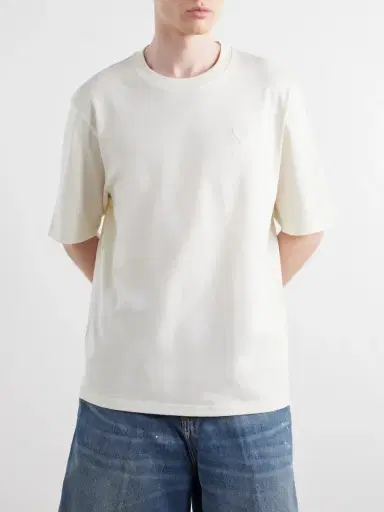 AMI PARIS Logo-Embroidered Cotton-Jersey T-Shirt - Men | Thumbnail 3 AMI PARIS Logo-Embroidered Cotton-Jersey T-Shirt - Men | Thumbnail 3
