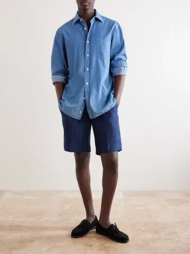 Anderson & Sheppard Straight-Leg Linen Shorts - Men | Thumbnail 2 Anderson & Sheppard Straight-Leg Linen Shorts - Men | Thumbnail 2