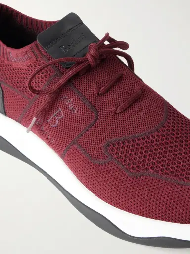 Berluti Shadow Leather-Trimmed Stretch-Knit Sneakers - Men | Thumbnail 5