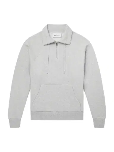AMI PARIS Logo-Embroidered Cotton-French Terry Half-Zip Sweater - Men | Thumbnail 1 AMI PARIS Logo-Embroidered Cotton-French Terry Half-Zip Sweater - Men | Thumbnail 1