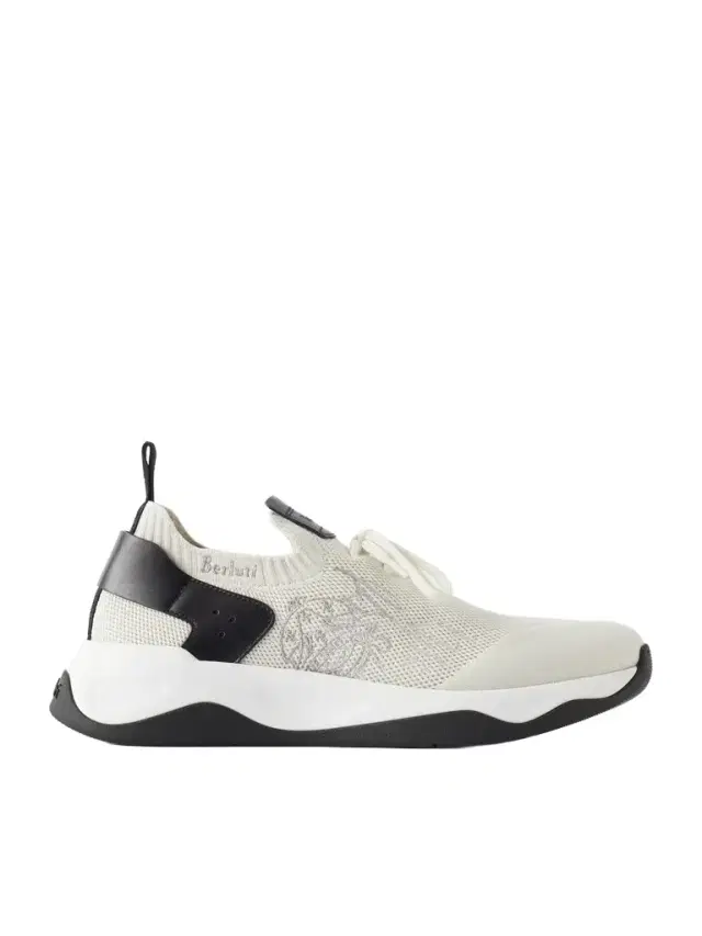 Berluti Shadow Logo-Embroidered Leather-Trimmed Stretch-Knit Sneakers - Men