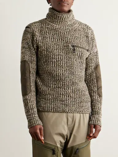 Moncler Grenoble Shell-Trimmed Virgin Wool Rollneck Sweater - Men | Thumbnail 3