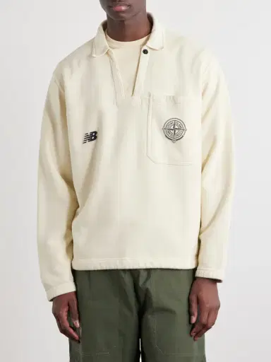 Stone Island New Balance Logo-Print Cotton-Jersey Polo Sweater - Men | Thumbnail 3 Stone Island New Balance Logo-Print Cotton-Jersey Polo Sweater - Men | Thumbnail 3