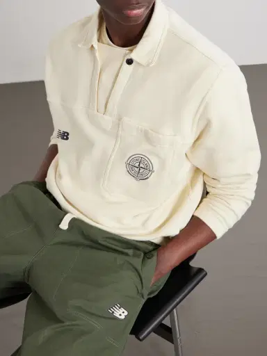 Stone Island New Balance Logo-Print Cotton-Jersey Polo Sweater - Men | Thumbnail 5 Stone Island New Balance Logo-Print Cotton-Jersey Polo Sweater - Men | Thumbnail 5