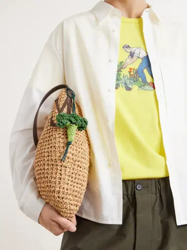 JW Anderson Broccoli Crocheted Cotton and Leather Bag Charm - Men | Thumbnail 2 JW Anderson Broccoli Crocheted Cotton and Leather Bag Charm - Men | Thumbnail 2