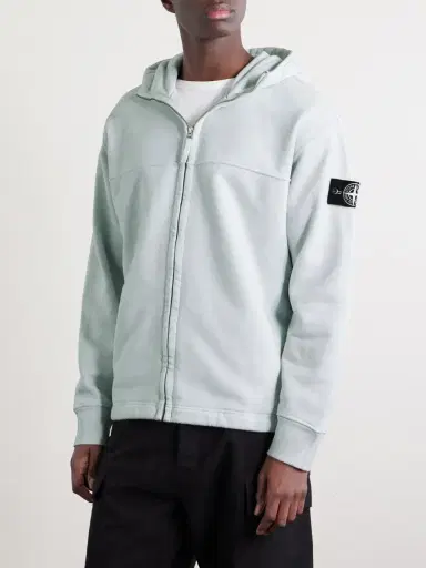 Stone Island Logo-Appliquéd Reflective Cotton-Jersey Zip-Up Hoodie - Men | Thumbnail 3 Stone Island Logo-Appliquéd Reflective Cotton-Jersey Zip-Up Hoodie - Men | Thumbnail 3