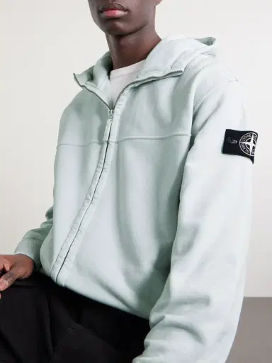 Stone Island Logo-Appliquéd Reflective Cotton-Jersey Zip-Up Hoodie - Men | Thumbnail 5 Stone Island Logo-Appliquéd Reflective Cotton-Jersey Zip-Up Hoodie - Men | Thumbnail 5