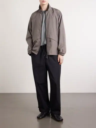 ATON Wide-Leg Cotton-Blend Gabardine Drawstring Trousers - Men | Thumbnail 2 ATON Wide-Leg Cotton-Blend Gabardine Drawstring Trousers - Men | Thumbnail 2