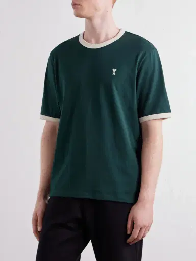 AMI PARIS Logo-Embroidered Cotton-Jersey T-Shirt - Men | Thumbnail 3 AMI PARIS Logo-Embroidered Cotton-Jersey T-Shirt - Men | Thumbnail 3