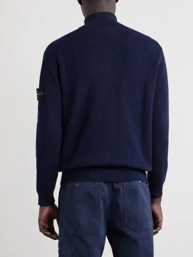 Stone Island Ribbed-Knit Organic Cotton Zip-Up Cardigan - Men | Thumbnail 4 Stone Island Ribbed-Knit Organic Cotton Zip-Up Cardigan - Men | Thumbnail 4