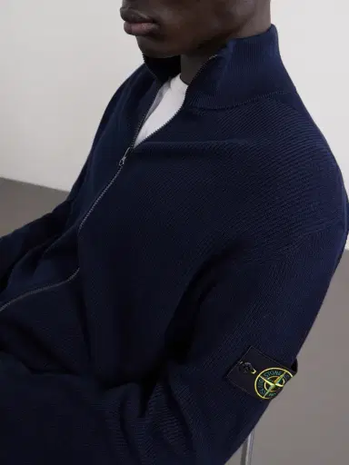 Stone Island Ribbed-Knit Organic Cotton Zip-Up Cardigan - Men | Thumbnail 5 Stone Island Ribbed-Knit Organic Cotton Zip-Up Cardigan - Men | Thumbnail 5