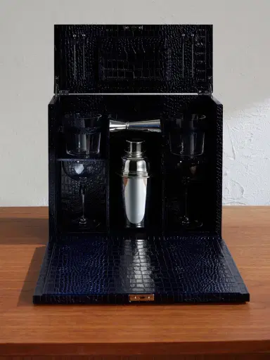 Smythson Silver-Plated and Croc-Effect Leather Cocktail Set - Men | Thumbnail 3