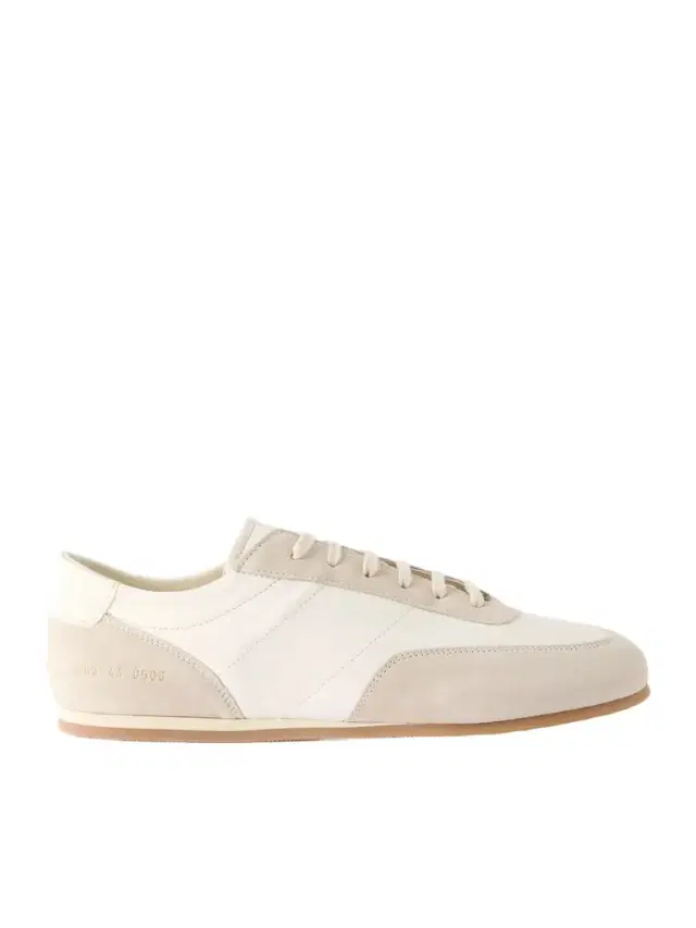 Common Projects Minimal Runner Suede-Trimmed Leather Sneakers - Men