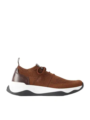 Berluti Shadow Leather-Trimmed Stretch-Knit Sneakers - Men | Thumbnail 1