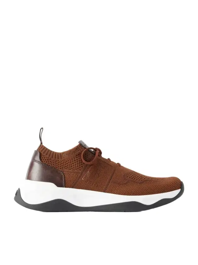 Berluti Shadow Leather-Trimmed Stretch-Knit Sneakers - Men