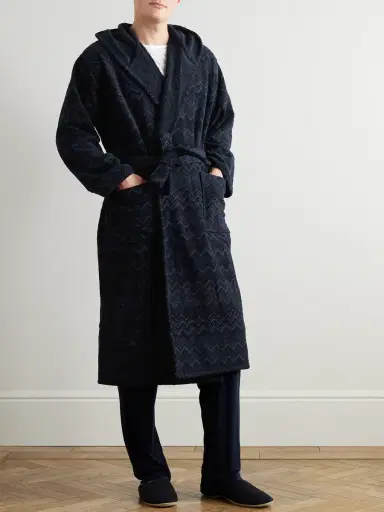 Missoni Home Chalk Striped Cotton-Terry Jacquard Hooded Robe - Men | Thumbnail 2