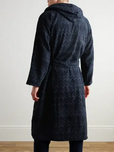 Missoni Home Chalk Striped Cotton-Terry Jacquard Hooded Robe - Men | Thumbnail 3