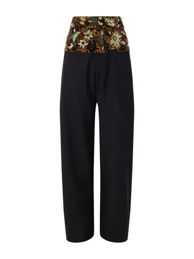 Dries Van Noten Wide-Leg Embellished Velvet-Trimmed Wool and Cotton-Blend Gabardine Trousers - Men