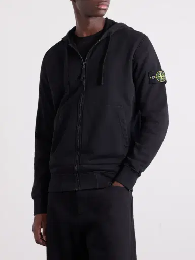 Stone Island Logo-Appliquéd Cotton-Jersey Zip-Up Hoodie - Men | Thumbnail 3 Stone Island Logo-Appliquéd Cotton-Jersey Zip-Up Hoodie - Men | Thumbnail 3