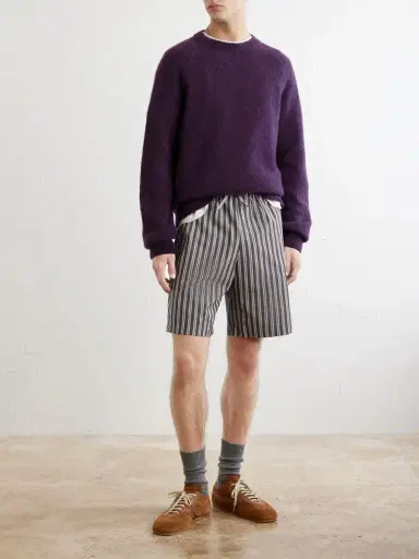 Dries Van Noten Piperi Straight-Leg Striped Cotton Shorts - Men | Thumbnail 2