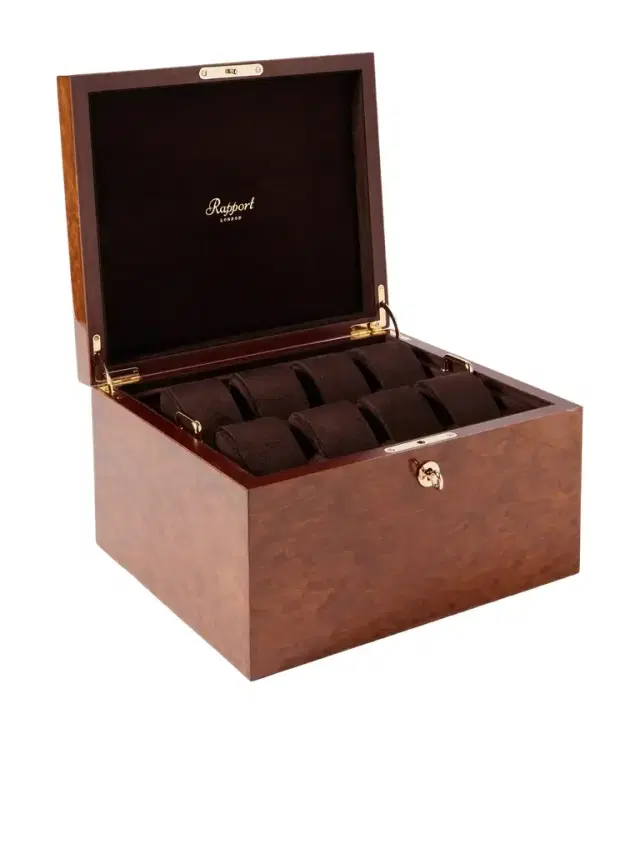 Rapport London Heritage Burr Walnut 16-Piece Watch Box - Men