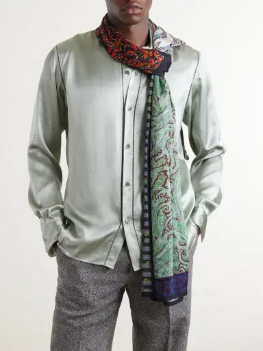 Dries Van Noten Flora Printed Satin Scarf - Men | Thumbnail 2