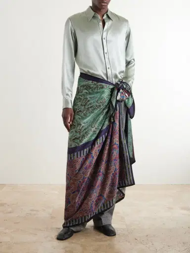 Dries Van Noten Flora Printed Satin Scarf - Men | Thumbnail 5