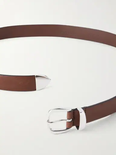 Anderson's 2cm Silver-Tone and Leather Belt - Men | Thumbnail 3