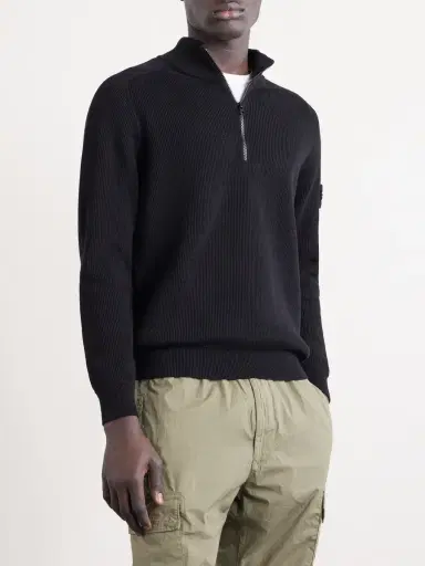 Stone Island Ribbed-Knit Organic Cotton Half-Zip Sweater - Men | Thumbnail 3 Stone Island Ribbed-Knit Organic Cotton Half-Zip Sweater - Men | Thumbnail 3