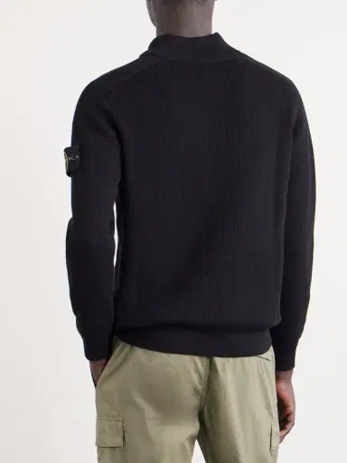 Stone Island Ribbed-Knit Organic Cotton Half-Zip Sweater - Men | Thumbnail 4 Stone Island Ribbed-Knit Organic Cotton Half-Zip Sweater - Men | Thumbnail 4