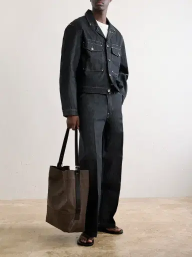 Lemaire Leather-Trimmed Canvas Tote Bag - Men | Thumbnail 2 Lemaire Leather-Trimmed Canvas Tote Bag - Men | Thumbnail 2