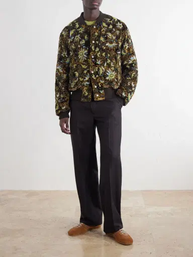 Dries Van Noten Embellished Printed Velvet Bomber Jacket - Men | Thumbnail 2