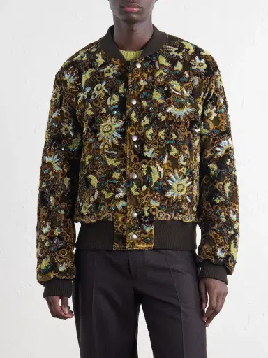 Dries Van Noten Embellished Printed Velvet Bomber Jacket - Men | Thumbnail 3