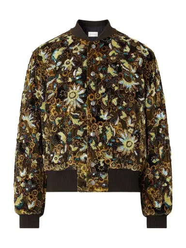 Dries Van Noten Embellished Printed Velvet Bomber Jacket - Men | Thumbnail 1