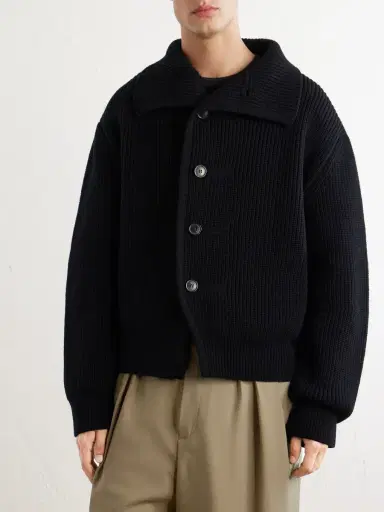 Dries Van Noten Shawl-Collar Ribbed Wool Cardigan - Men | Thumbnail 3
