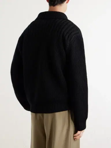 Dries Van Noten Shawl-Collar Ribbed Wool Cardigan - Men | Thumbnail 4