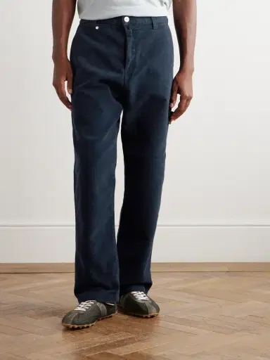 Stone Island Straight-Leg Organic Cotton-Moleskin Trousers - Men | Thumbnail 3 Stone Island Straight-Leg Organic Cotton-Moleskin Trousers - Men | Thumbnail 3