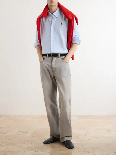 AMI PARIS Logo-Embroidered Cotton Oxford Shirt - Men | Thumbnail 2 AMI PARIS Logo-Embroidered Cotton Oxford Shirt - Men | Thumbnail 2
