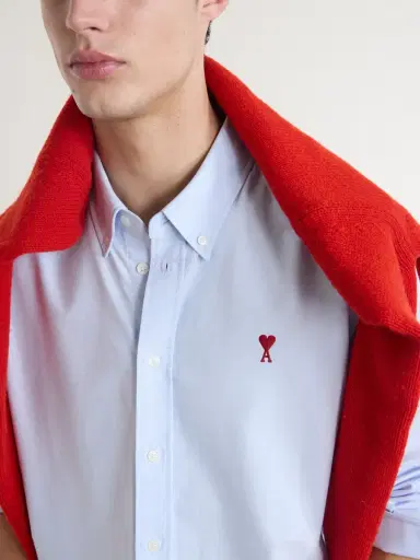 AMI PARIS Logo-Embroidered Cotton Oxford Shirt - Men | Thumbnail 5 AMI PARIS Logo-Embroidered Cotton Oxford Shirt - Men | Thumbnail 5