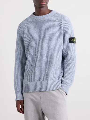 Stone Island Logo-Appliquéd Ribbed Cotton-Blend Sweater - Men | Thumbnail 3 Stone Island Logo-Appliquéd Ribbed Cotton-Blend Sweater - Men | Thumbnail 3