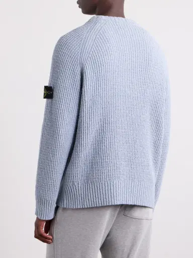 Stone Island Logo-Appliquéd Ribbed Cotton-Blend Sweater - Men | Thumbnail 4 Stone Island Logo-Appliquéd Ribbed Cotton-Blend Sweater - Men | Thumbnail 4