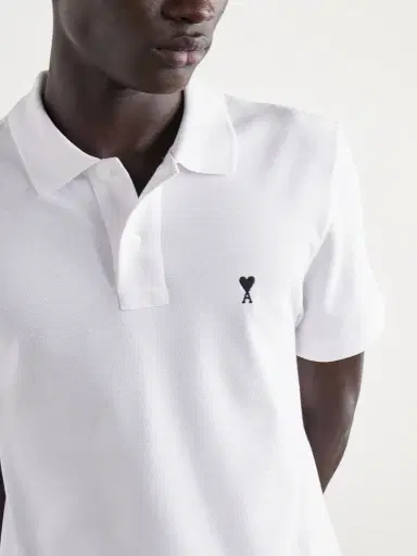 AMI PARIS Logo-Embroidered Cotton-Piqué Polo Shirt - Men | Thumbnail 5